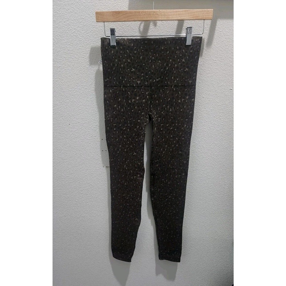 Nwt SPANX Look at Me Now Seamless Olive Green Leopard Print Leggings Sz: L - Picture 3 of 9